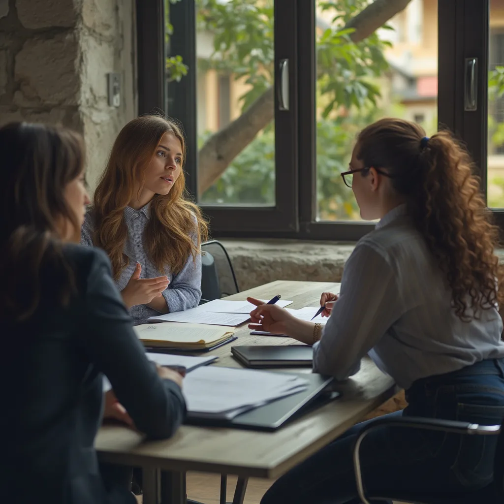 Sesión de consultoría de negocios uno a uno en oficina moderna